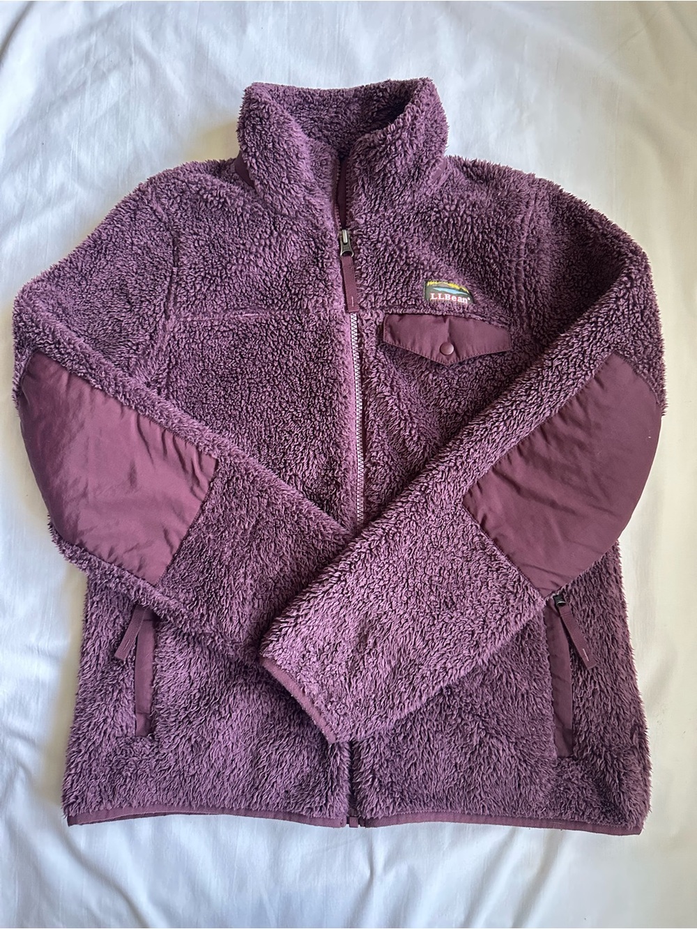 L.L. Bean Plush Cozy Plum Purple Full Zip Sherpa Fleece Jacket